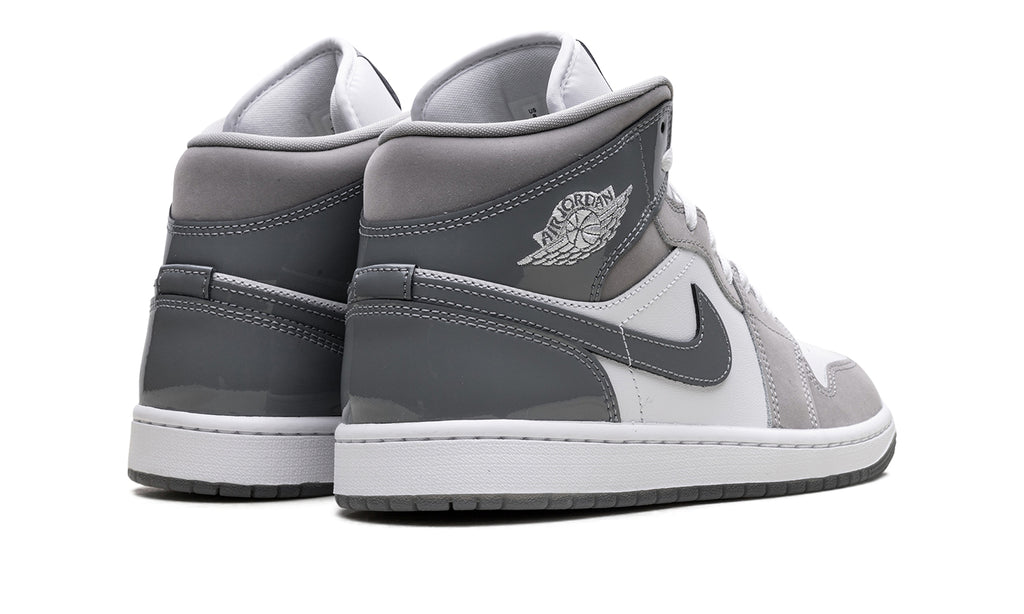 Air Jordan 1 Mid Sneakers - White, Light Gray & Charcoal