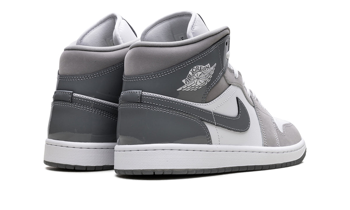 Air Jordan 1 Mid Sneakers - White, Light Gray & Charcoal