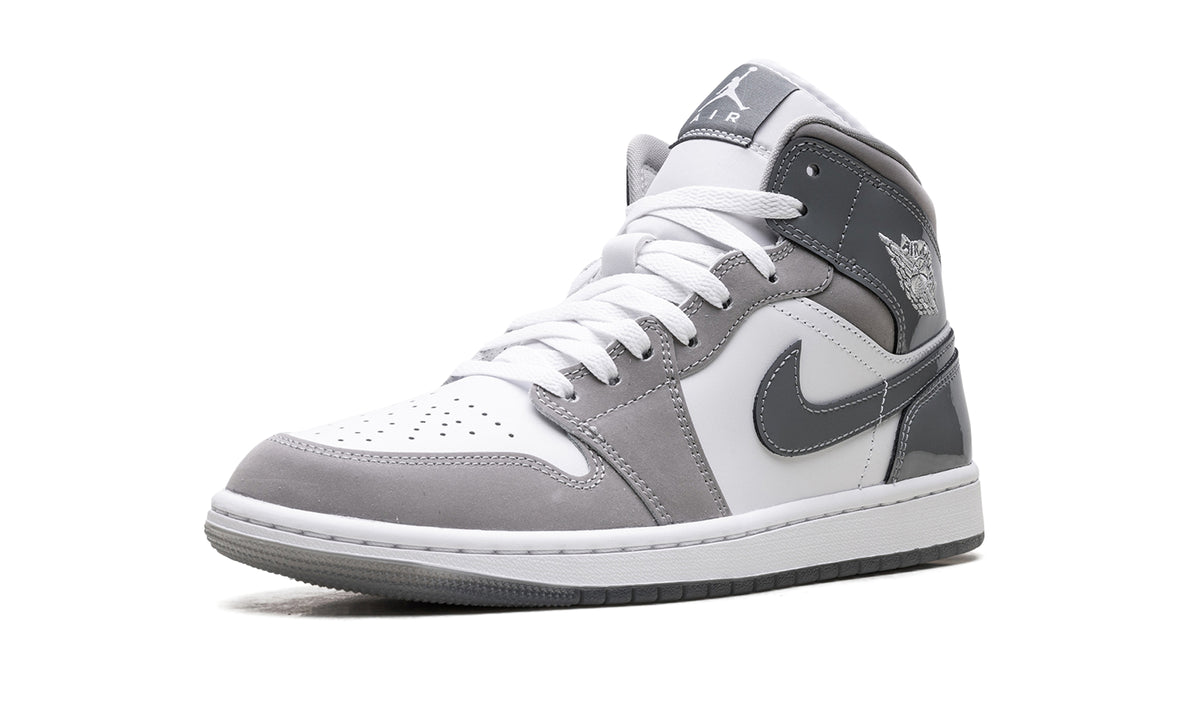 Air Jordan 1 Mid Sneakers - White, Light Gray & Charcoal