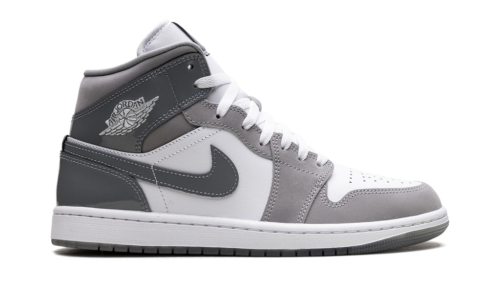 Air Jordan 1 Mid Sneakers - White, Light Gray & Charcoal