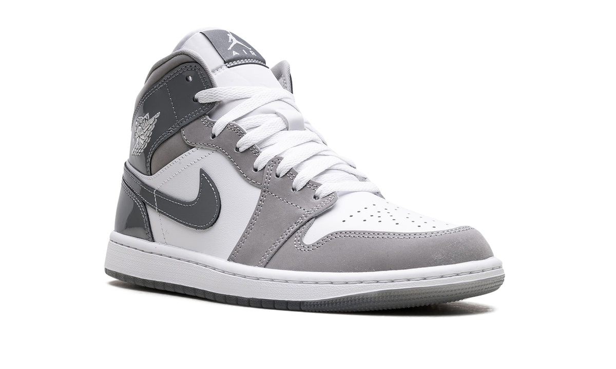 Air Jordan 1 Mid Sneakers - White, Light Gray & Charcoal