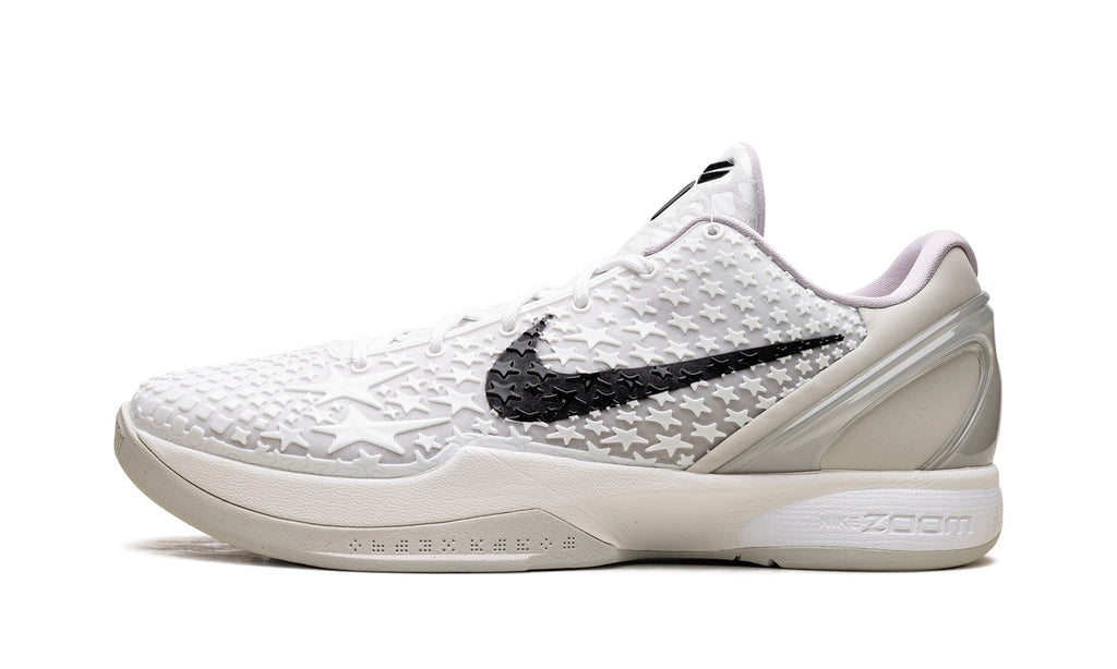 Nike Kobe 6 Sneakers - White with Raised Star Texture and Black Swooshes