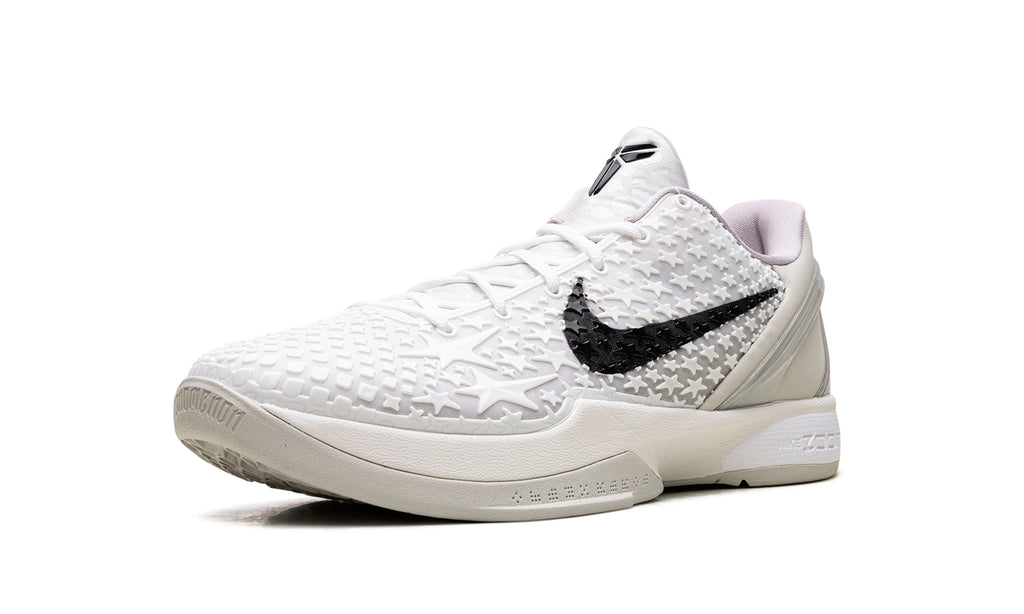 Nike Kobe 6 Sneakers - White with Raised Star Texture and Black Swooshes