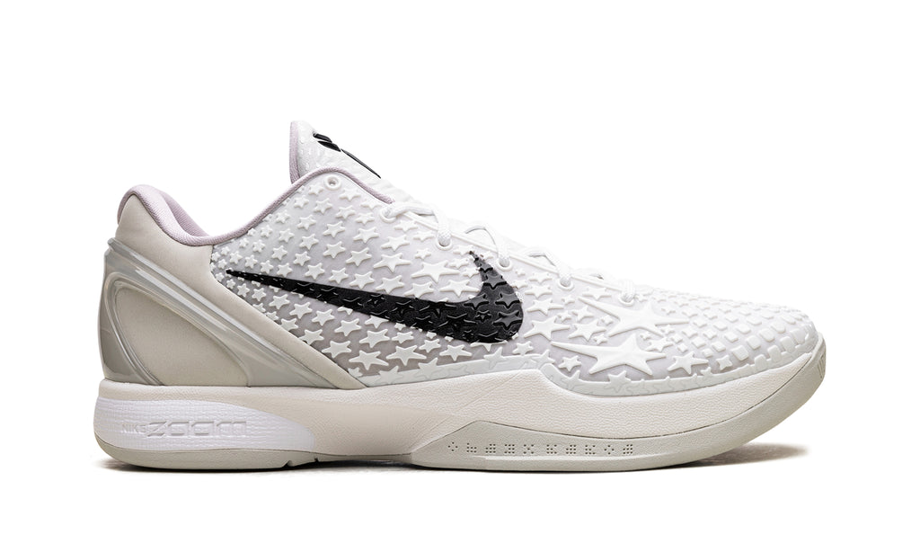 Nike Kobe 6 Sneakers - White with Raised Star Texture and Black Swooshes