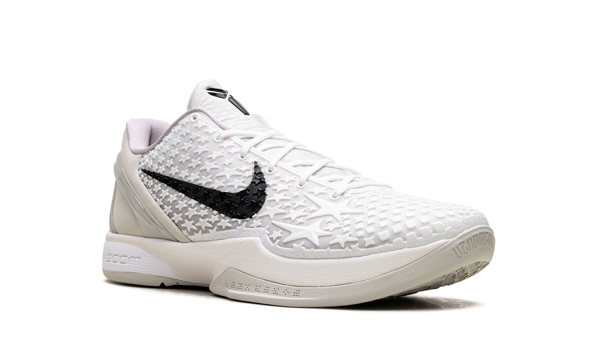 Nike Kobe 6 Sneakers - White with Raised Star Texture and Black Swooshes