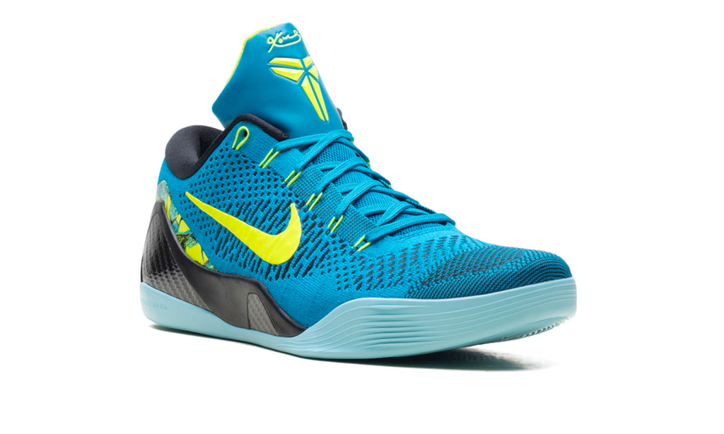 Nike Kobe 9 Elite Low Basketball Shoes - Teal Blue and Neon Yellow