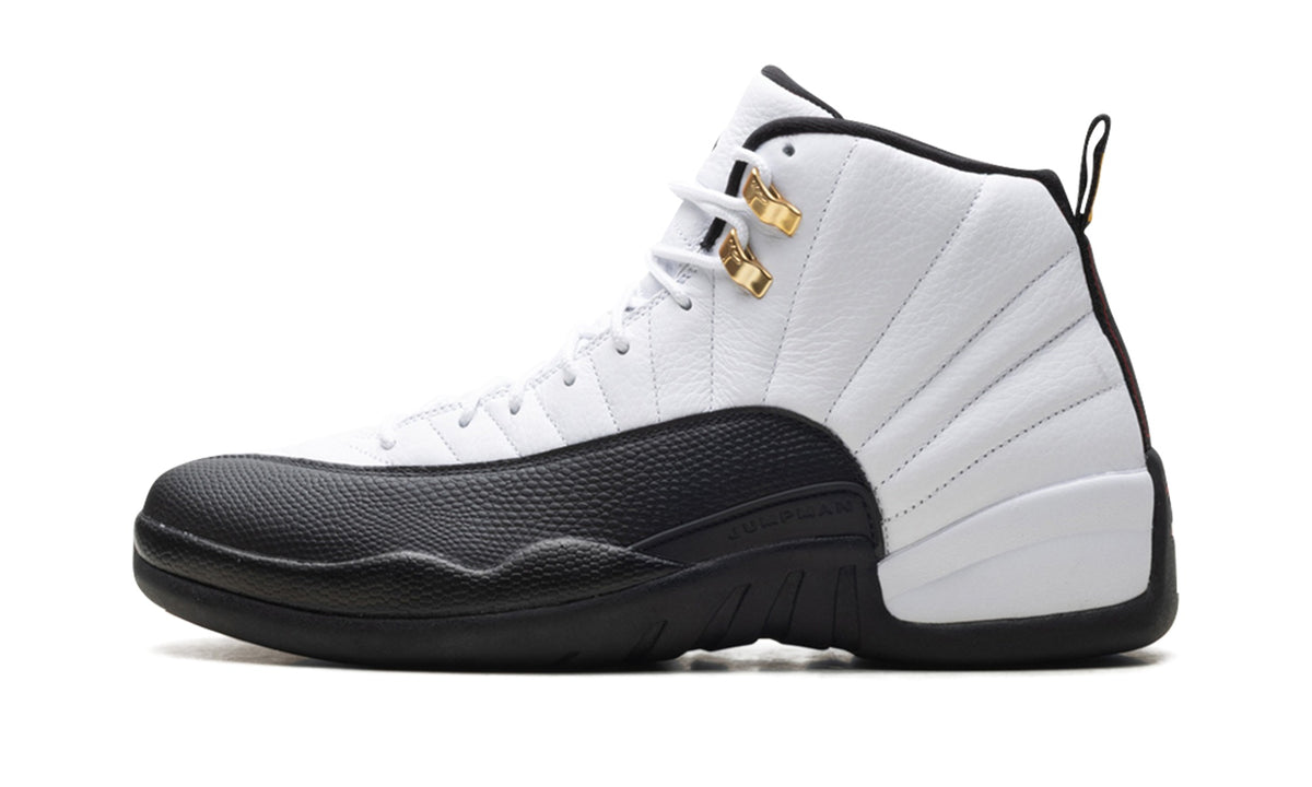 Air Jordan 12 Sneakers – White, Black & Gold