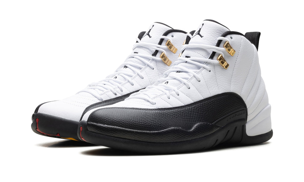 Air Jordan 12 Sneakers – White, Black & Gold