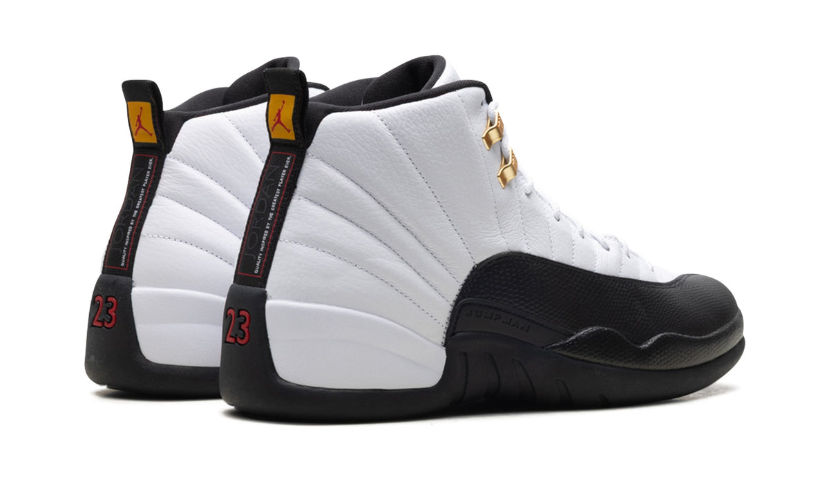 Air Jordan 12 Sneakers – White, Black & Gold