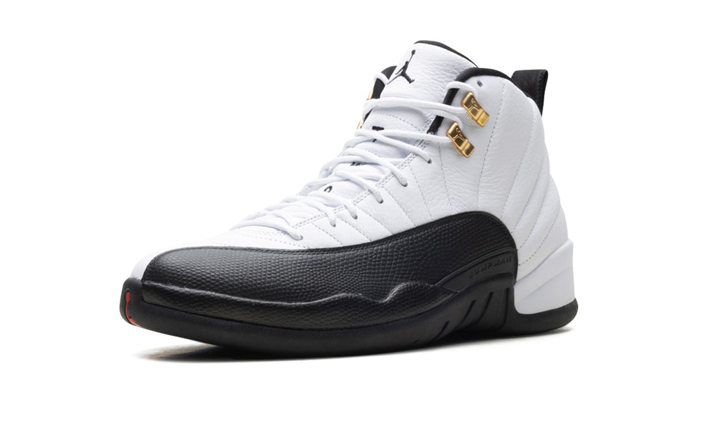 Air Jordan 12 Sneakers – White, Black & Gold