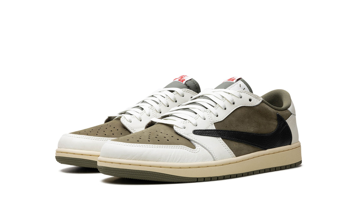 Travis Scott x Air Jordan 1 Low Sneakers – Olive, White & Black