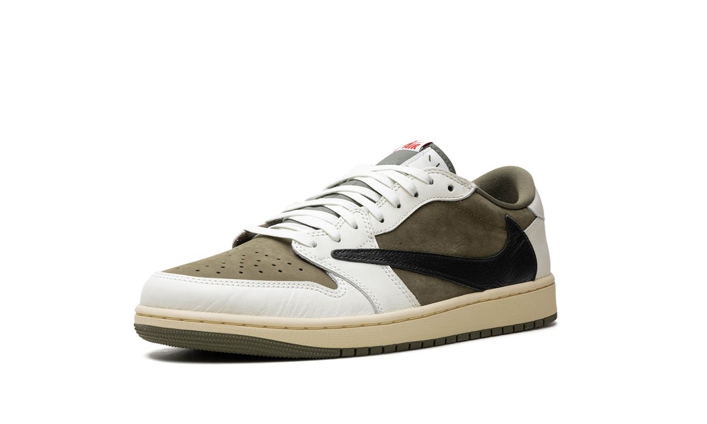 Travis Scott x Air Jordan 1 Low Sneakers – Olive, White & Black