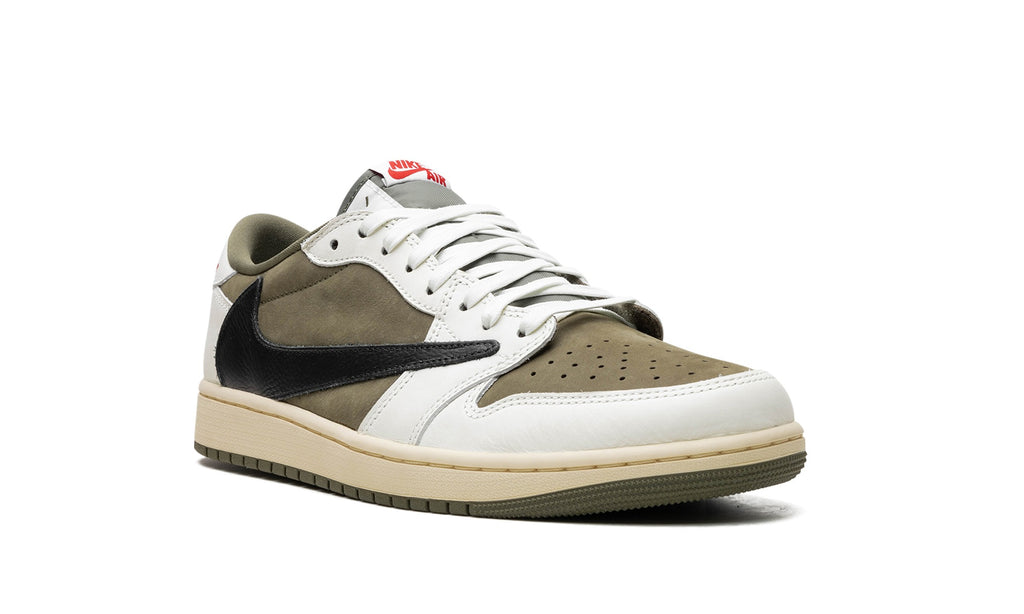 Travis Scott x Air Jordan 1 Low Sneakers – Olive, White & Black