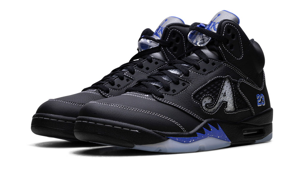 Awake NY x Air Jordan 5 Sneakers - Black/Racer Blue with Silver Details