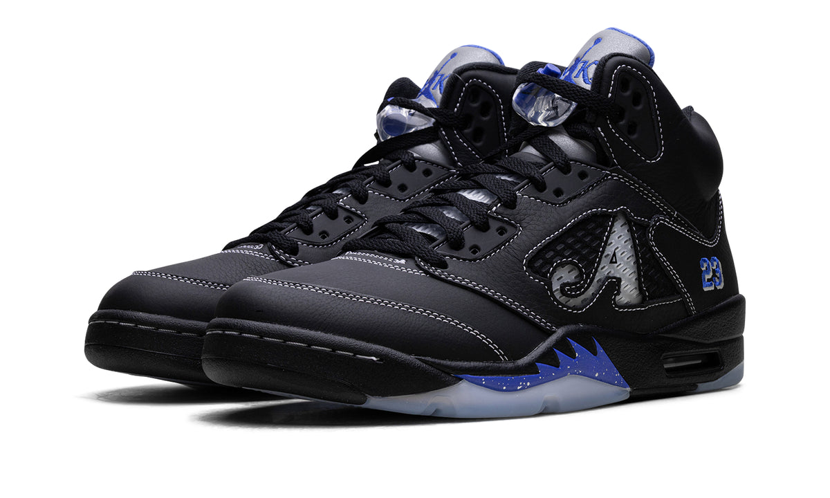Awake NY x Air Jordan 5 Sneakers - Black/Racer Blue with Silver Details
