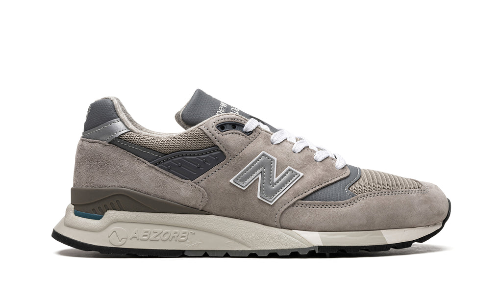 New Balance 998 Sneakers - Gray with Silver N Logos and Off-White Midsole
