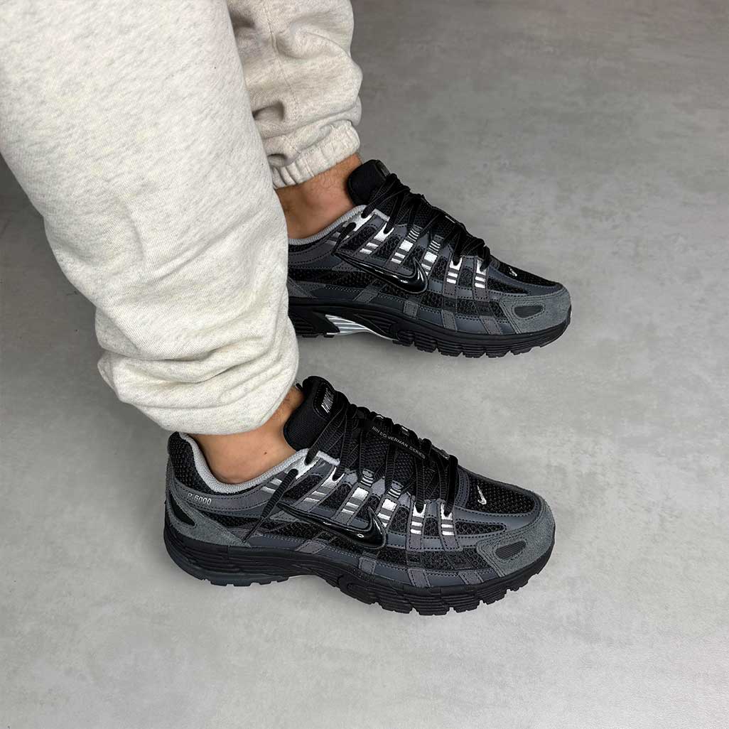 Nike P-6000 Sneakers – Charcoal Black with Silver Accents