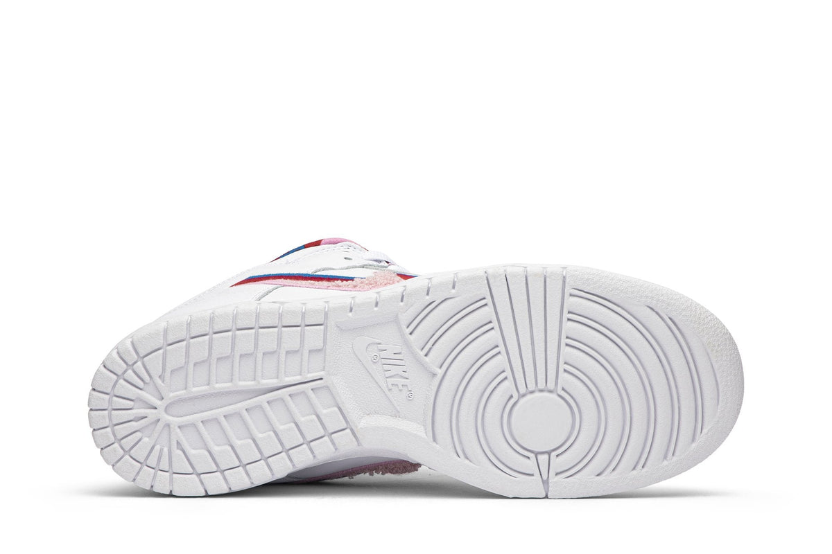 Parra x Nike SB Dunk Low Sneakers - White with Multicolor Layered Swooshes
