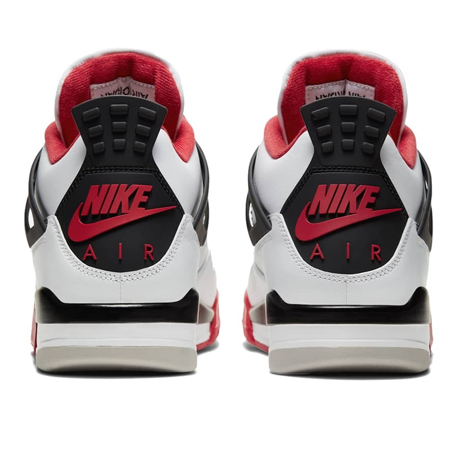 Air Jordan 4 Retro Fire Red Sneakers - White, Red & Black