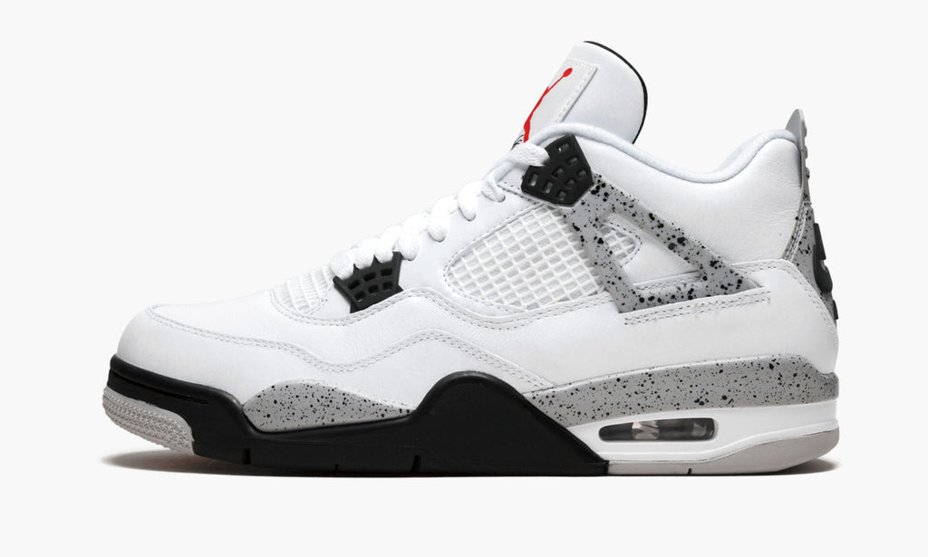 Air Jordan 4 Retro White Cement Sneakers - White, Gray & Black