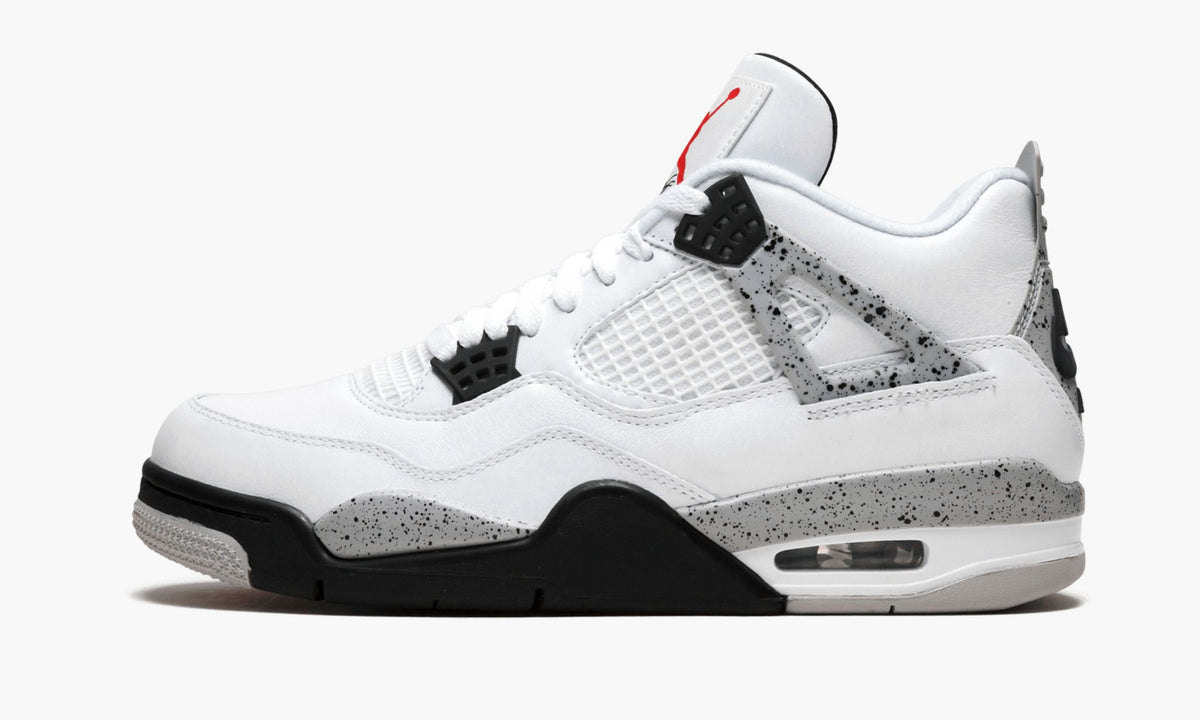 Air Jordan 4 Retro White Cement Sneakers - White, Gray & Black
