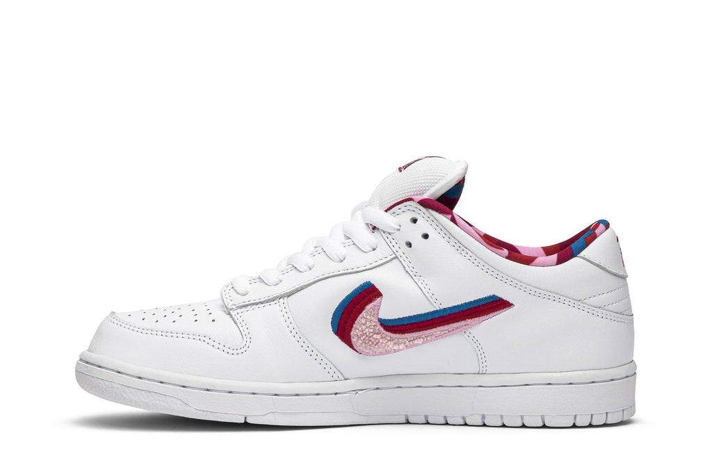 Parra x Nike SB Dunk Low Sneakers - White with Multicolor Layered Swooshes