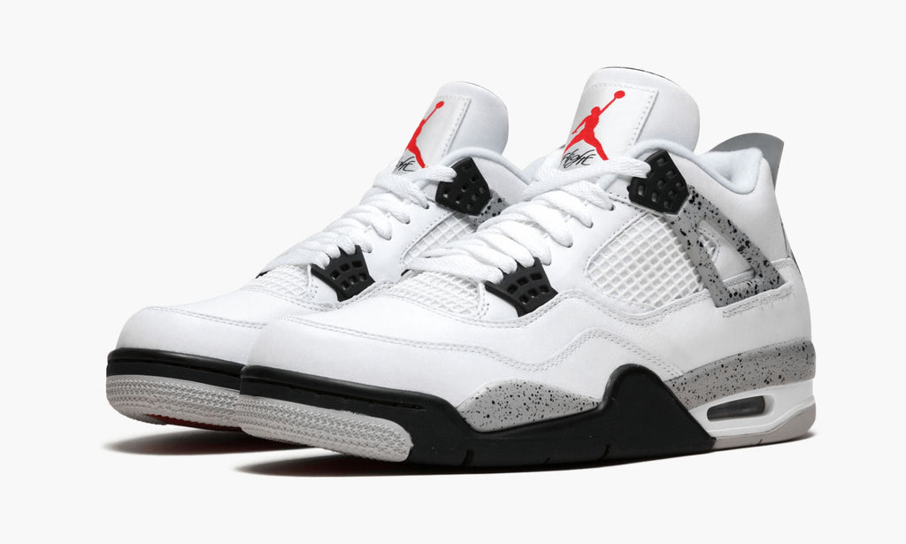 Air Jordan 4 Retro White Cement Sneakers - White, Gray & Black