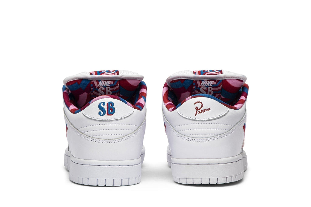 Parra x Nike SB Dunk Low Sneakers - White with Multicolor Layered Swooshes