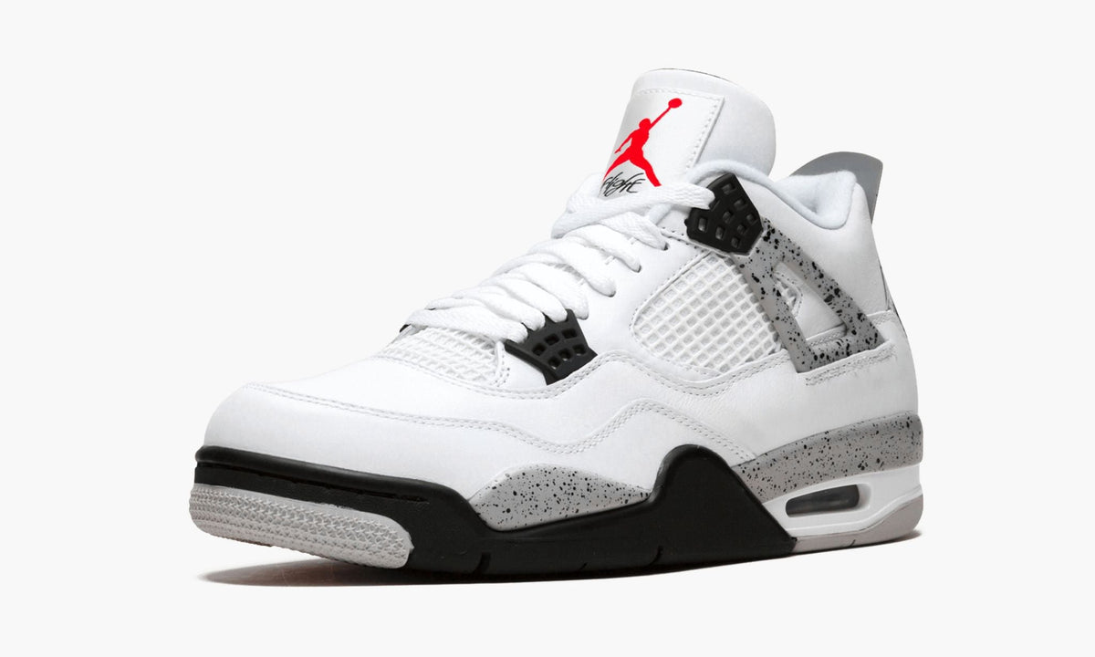 Air Jordan 4 Retro White Cement Sneakers - White, Gray & Black