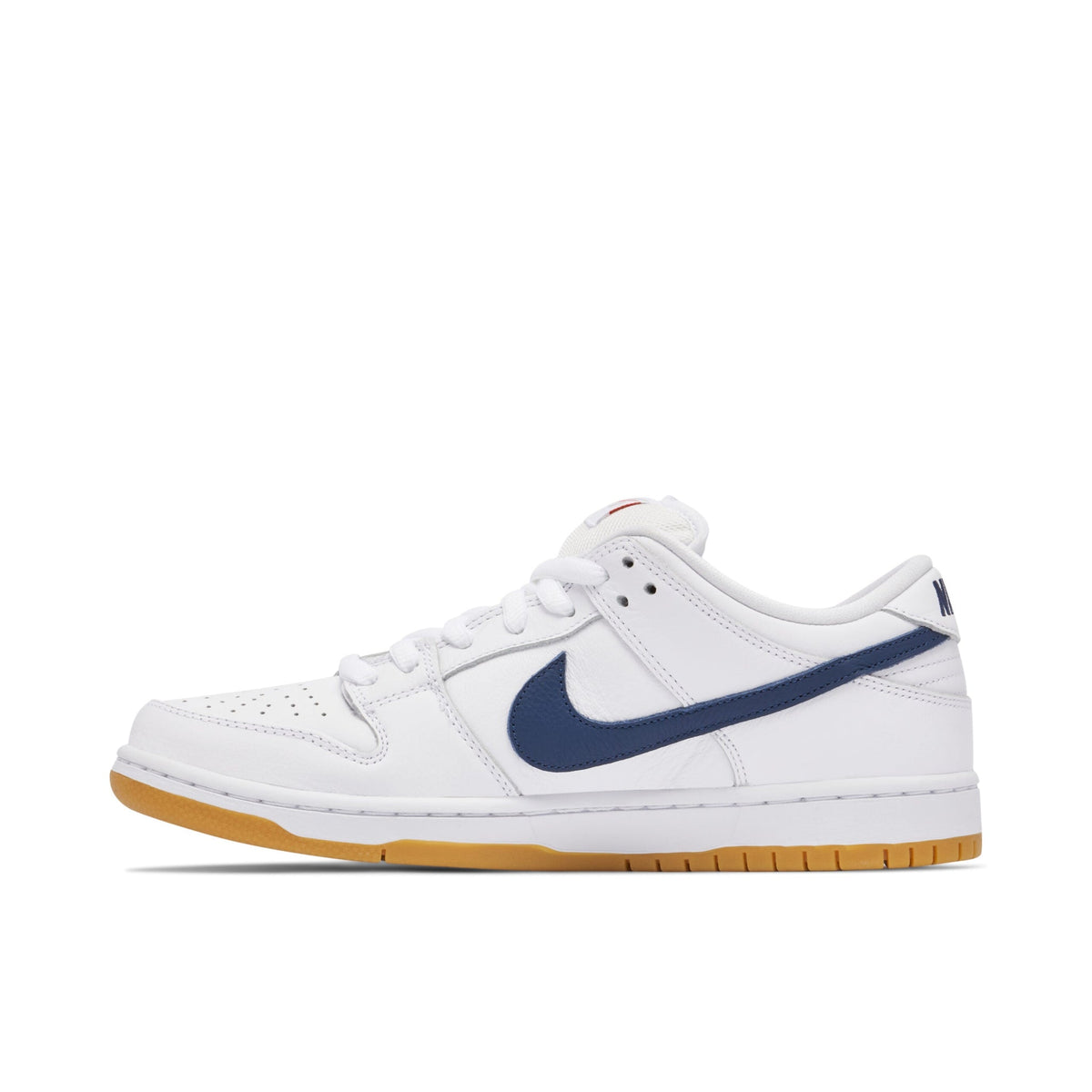 Nike SB Dunk Low Orange Label Sneakers - White & Navy with Gum Sole
