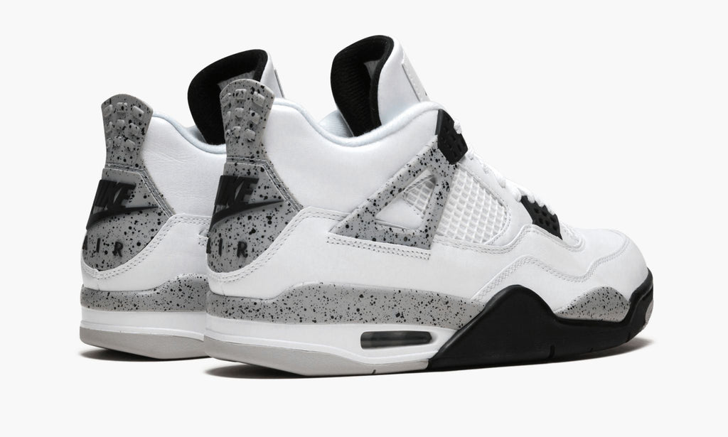 Air Jordan 4 Retro White Cement Sneakers - White, Gray & Black