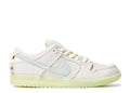 Nike SB Dunk Low Sneakers - Cream Canvas with Frayed Edges & Pale Green Sole