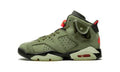 Travis Scott x Air Jordan 6 Retro Olive Sneakers - Olive Green with Red Accents