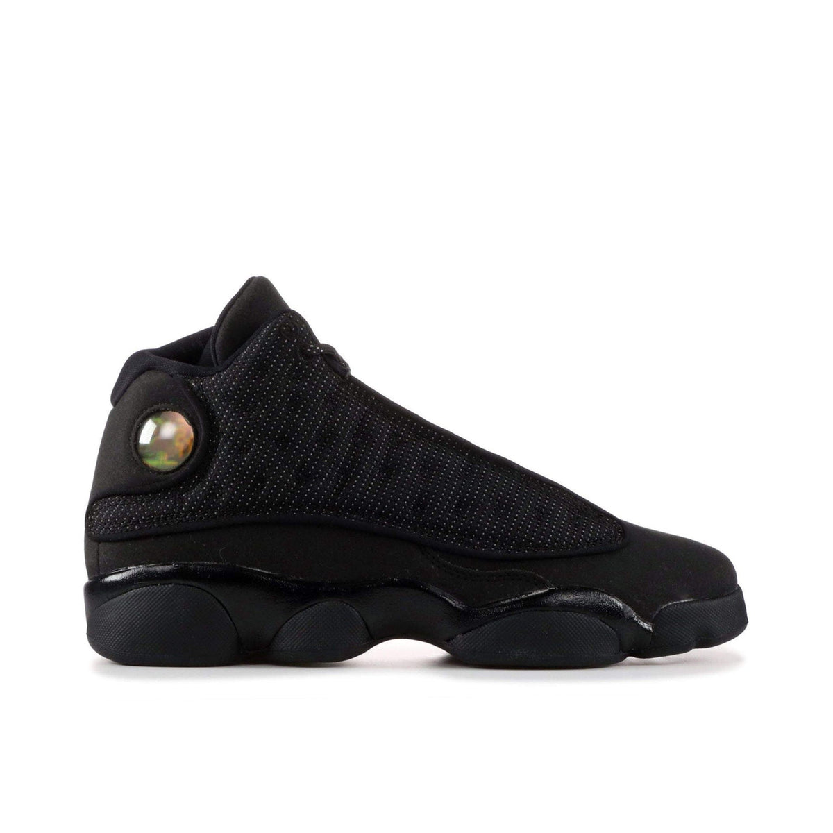 Air Jordan 13 Retro Sneakers - All Black with Textured Upper and Holographic Ankle Emblem