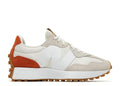 New Balance 327 Sneakers - Cream White & Light Gray with Rust Orange Heel