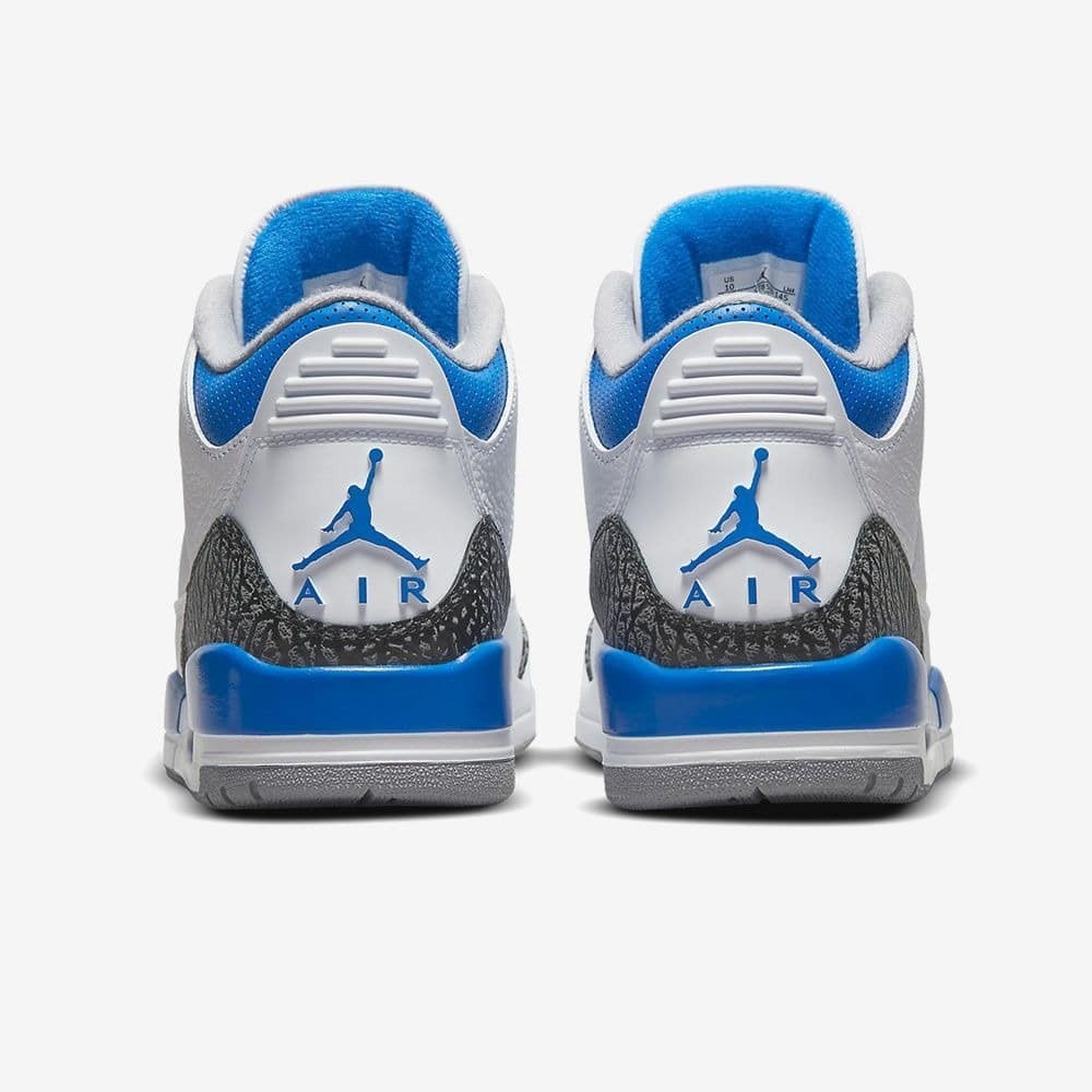 Air Jordan 3 Retro Racer Blue Sneakers - White with Elephant Print
