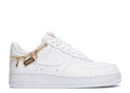 Nike Air Force 1 Low Sneakers - All White with Gold-Tone Chain Charms