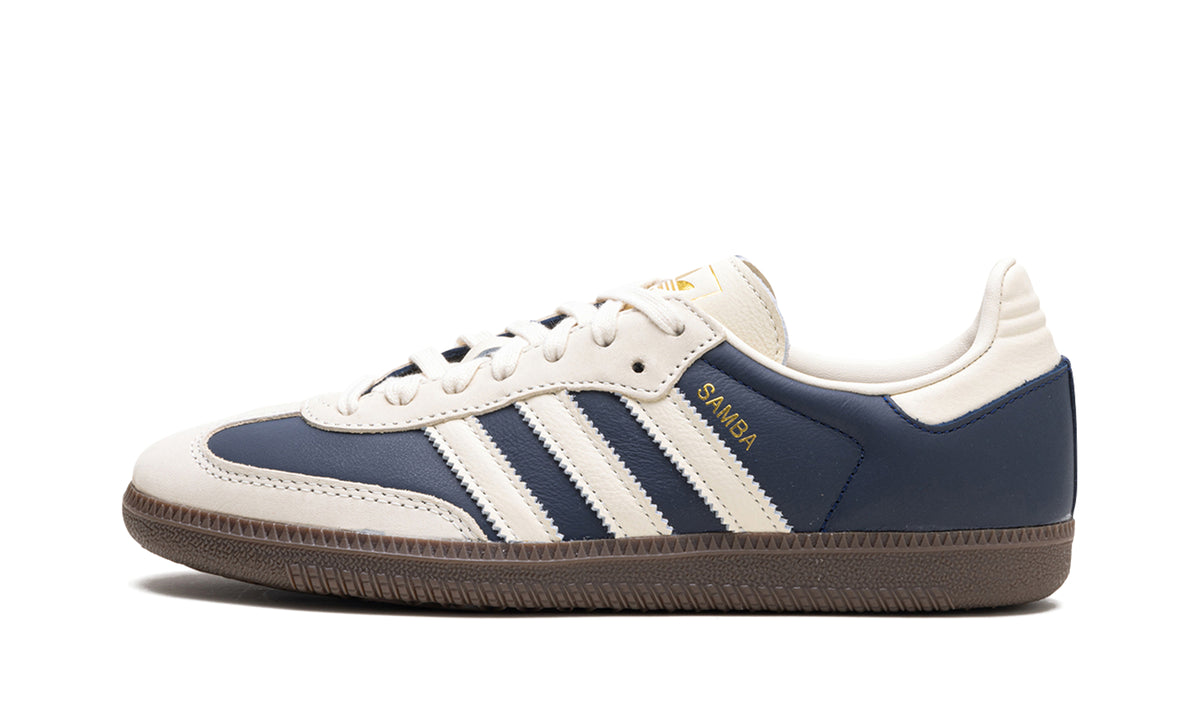 adidas Samba OG Sneakers - Navy Blue and Cream with Dark Brown Gum Sole