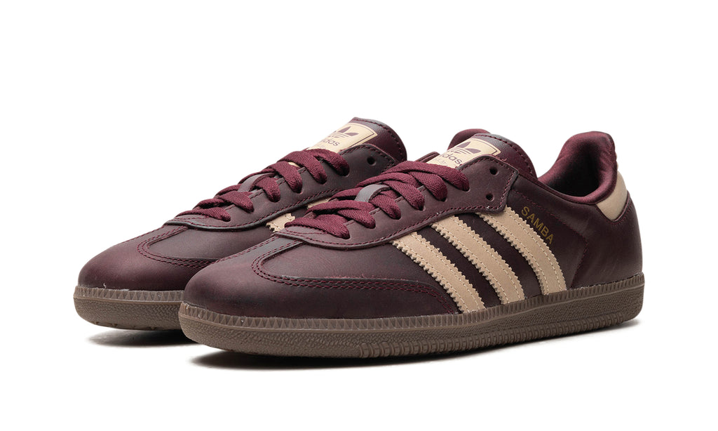 adidas Samba OG Sneakers - Burgundy & Beige with Brown Gum Sole