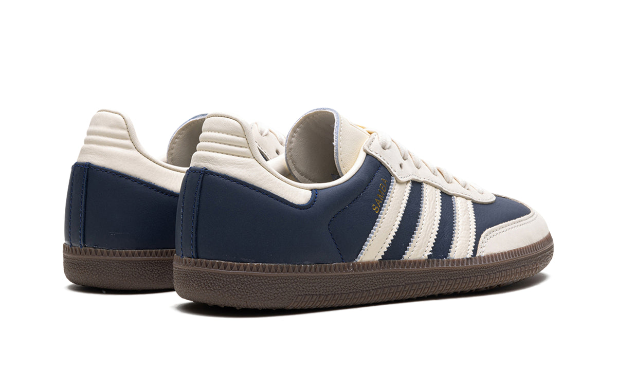 adidas Samba OG Sneakers - Navy Blue and Cream with Dark Brown Gum Sole