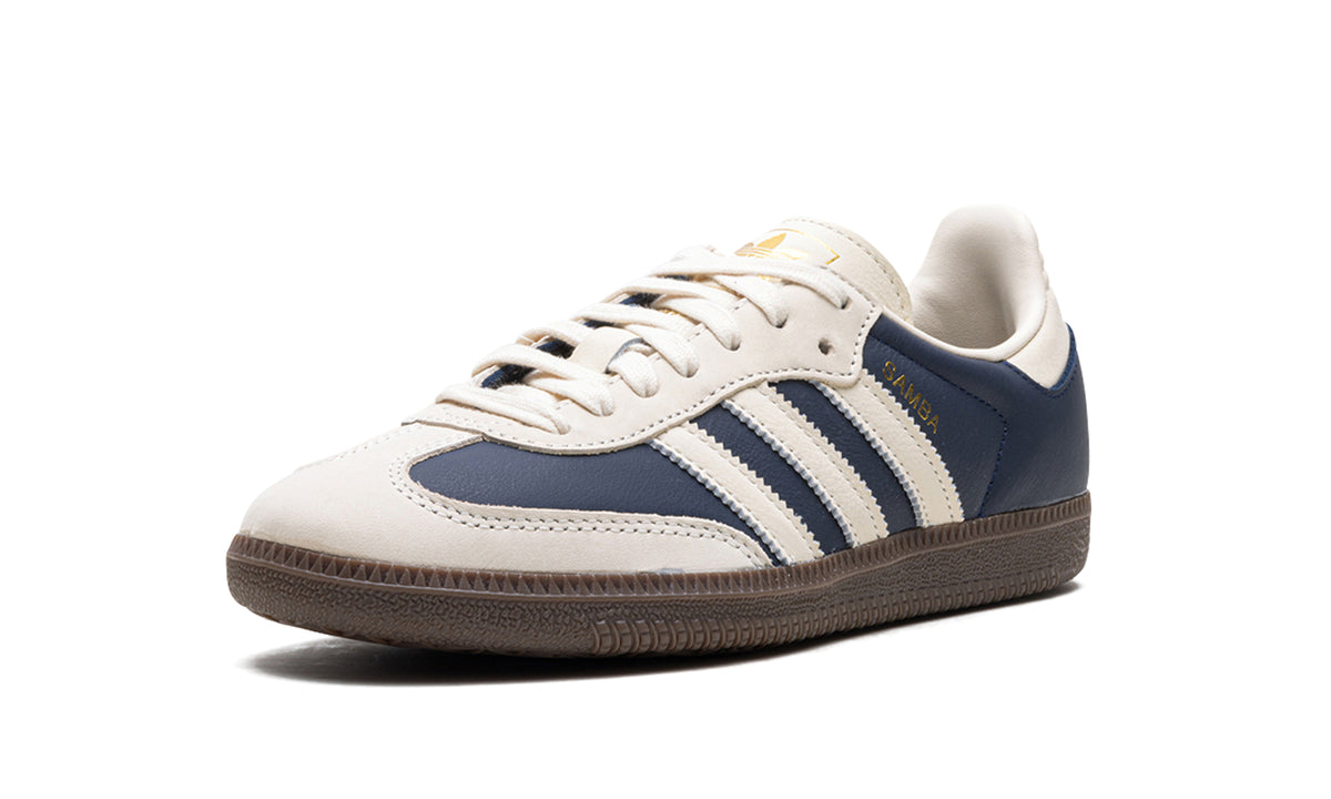 adidas Samba OG Sneakers - Navy Blue and Cream with Dark Brown Gum Sole