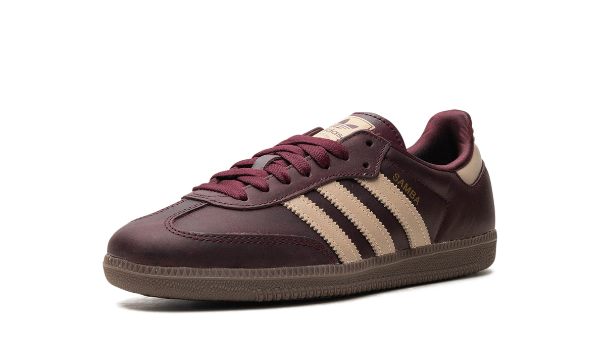 adidas Samba OG Sneakers - Burgundy & Beige with Brown Gum Sole