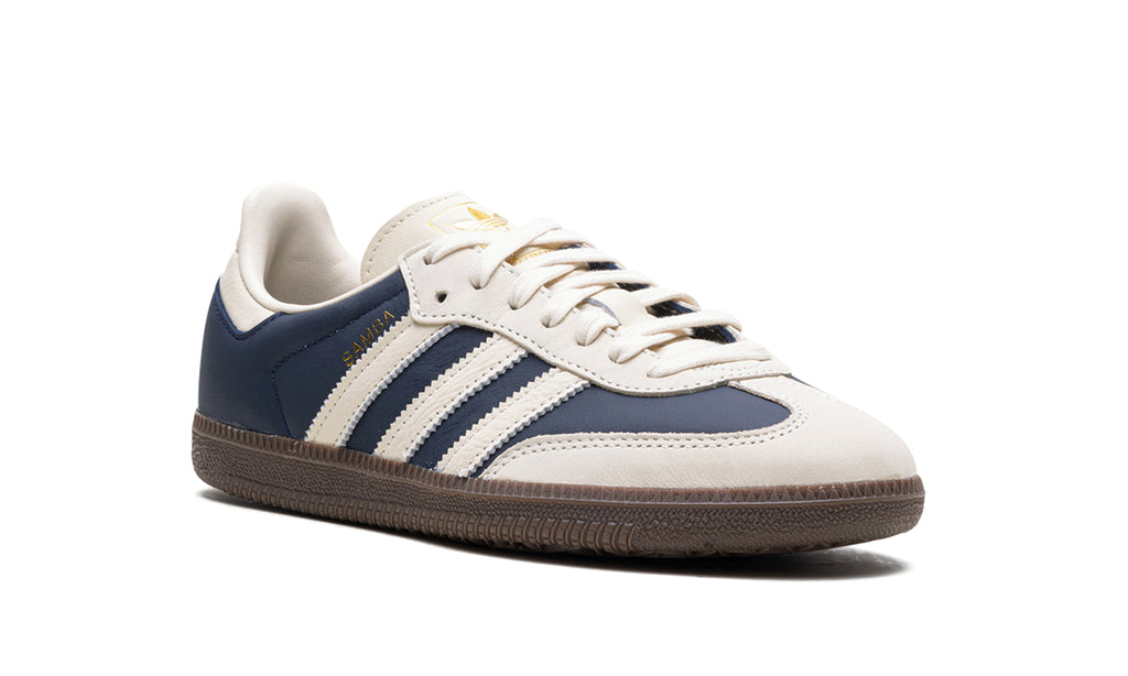adidas Samba OG Sneakers - Navy Blue and Cream with Dark Brown Gum Sole