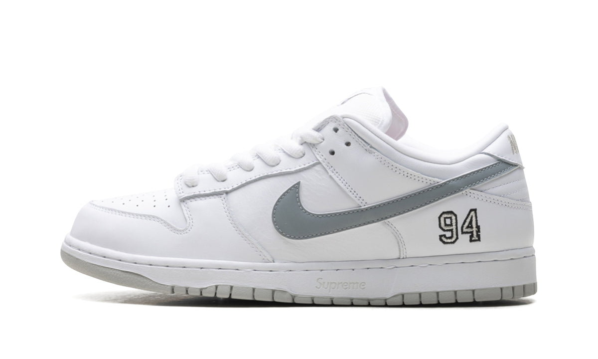 Nike Dunk Low Sneakers - White & Gray with 94 Heel Detail
