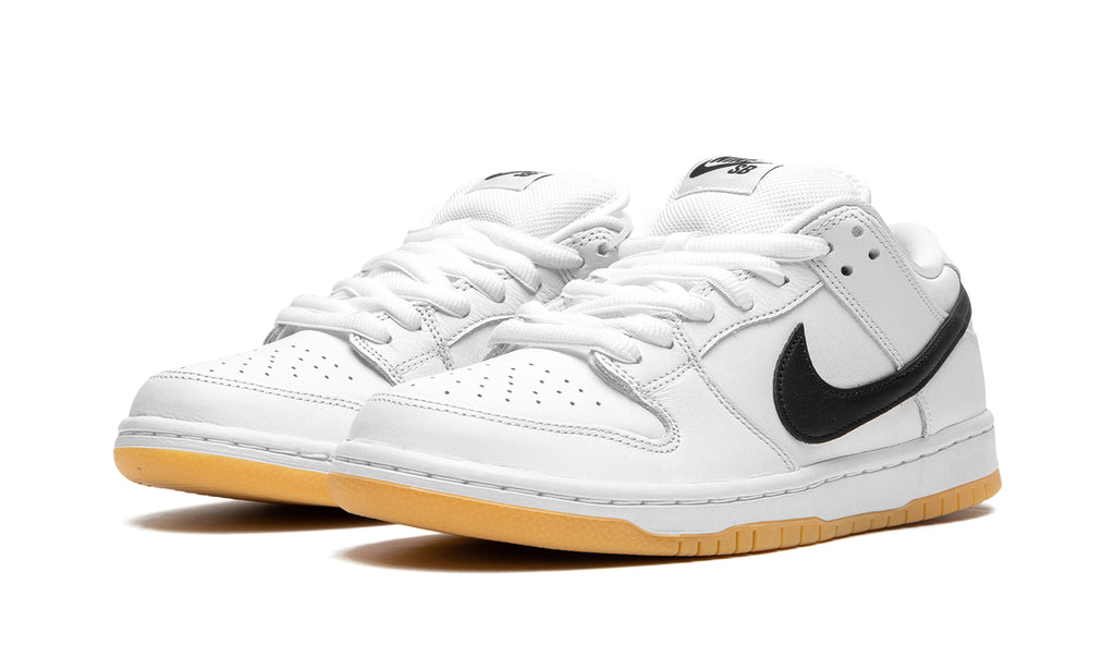 Nike SB Dunk Low Sneakers - White and Black with Gum Sole
