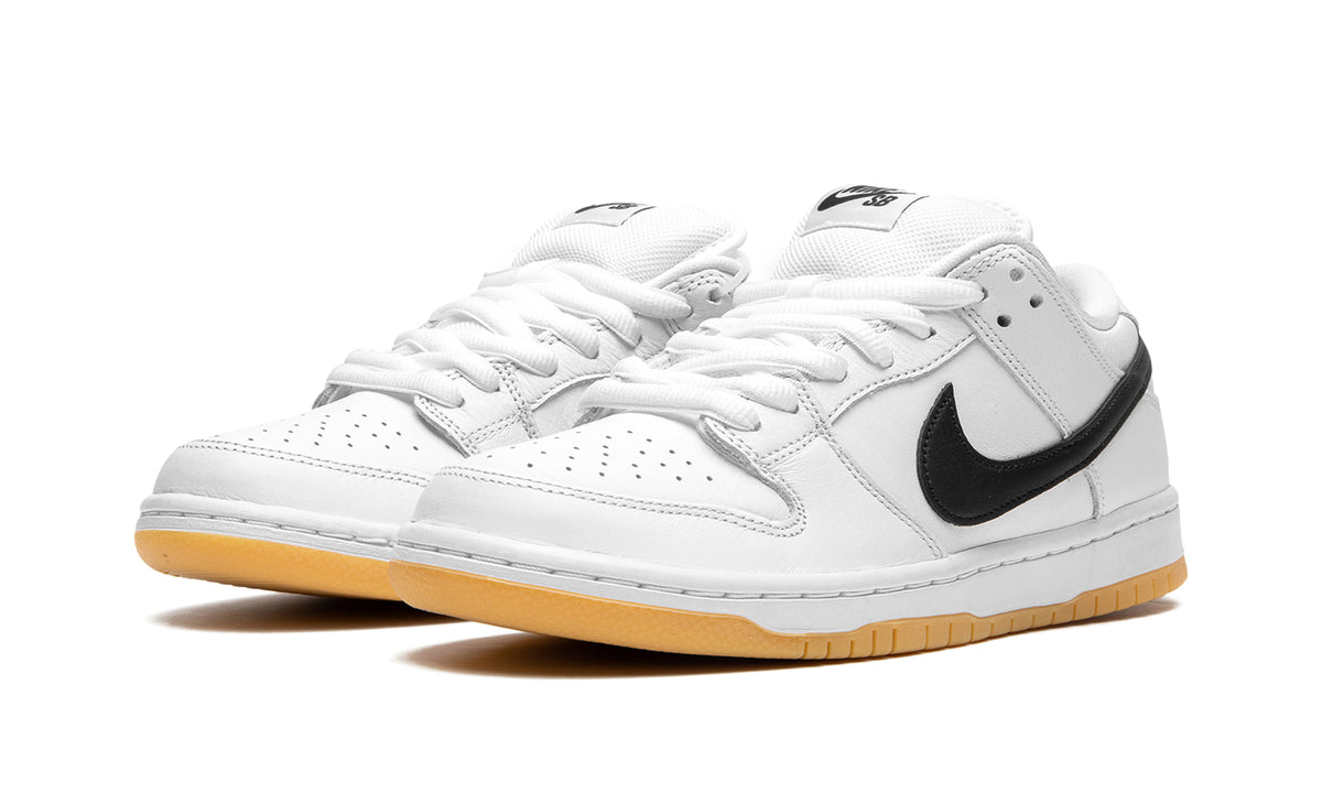 Nike SB Dunk Low Sneakers - White and Black with Gum Sole