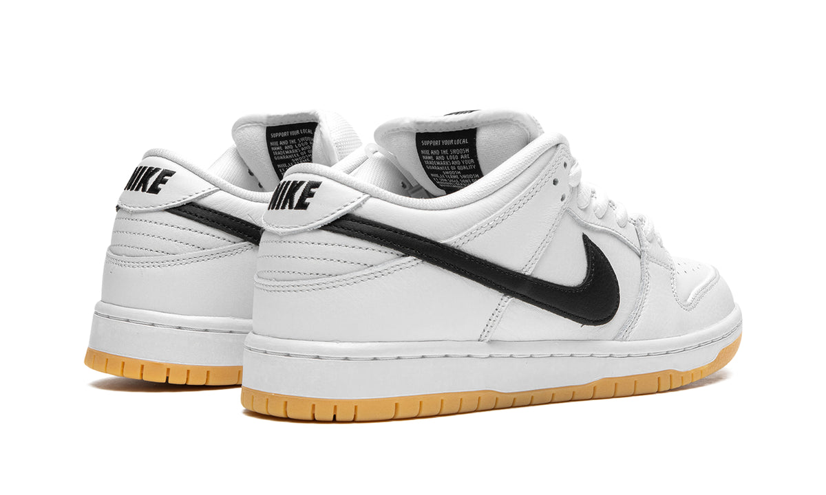 Nike SB Dunk Low Sneakers - White and Black with Gum Sole