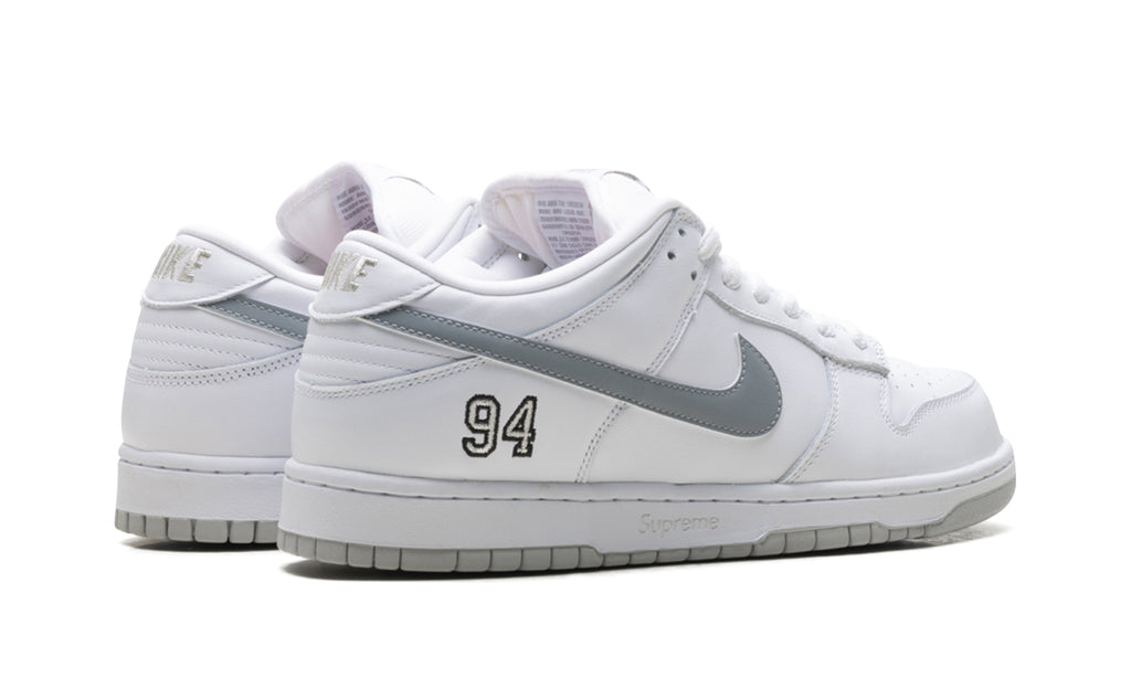 Nike Dunk Low Sneakers - White & Gray with 94 Heel Detail