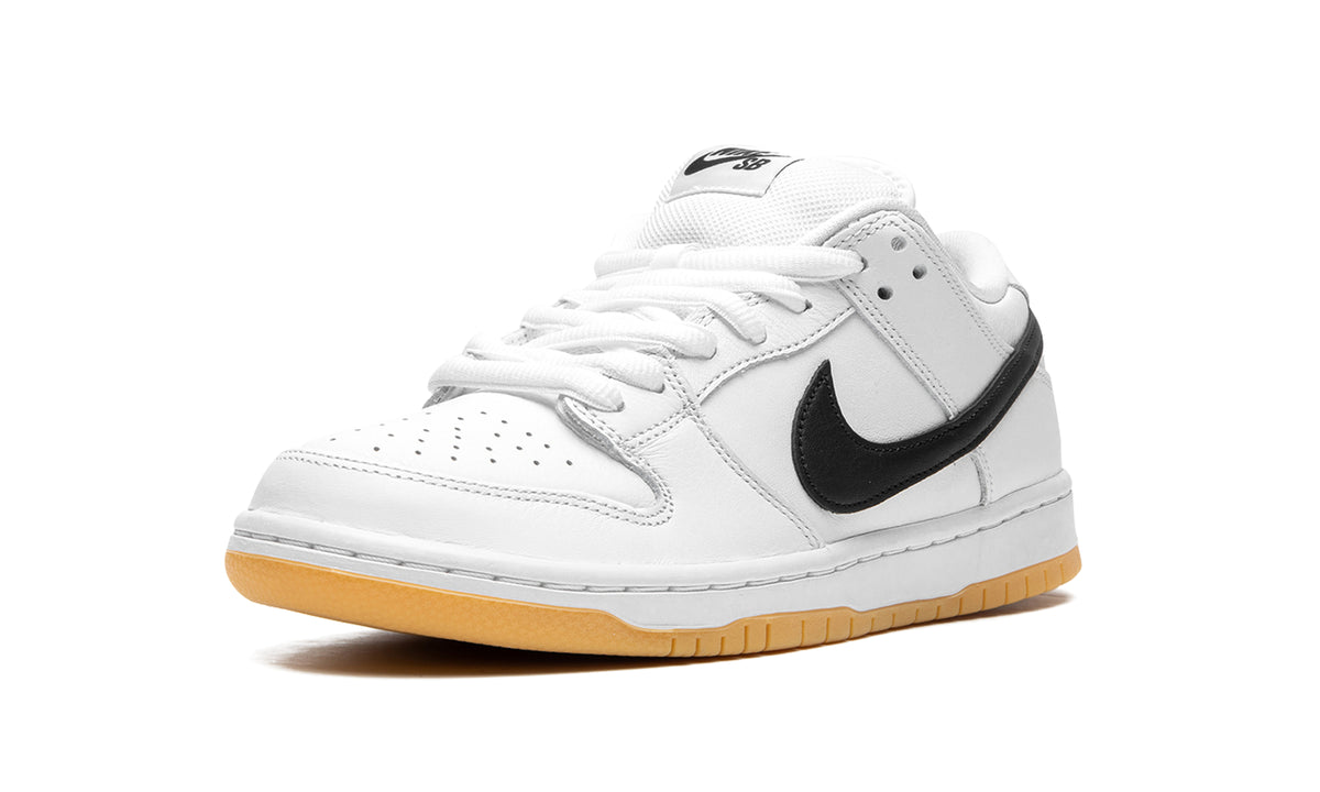 Nike SB Dunk Low Sneakers - White and Black with Gum Sole