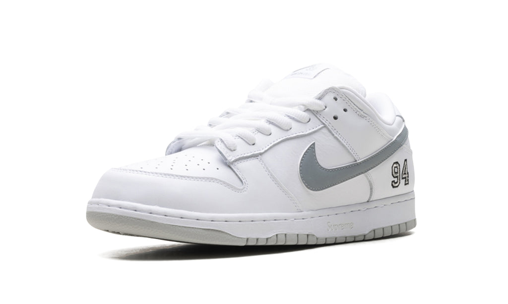 Nike Dunk Low Sneakers - White & Gray with 94 Heel Detail